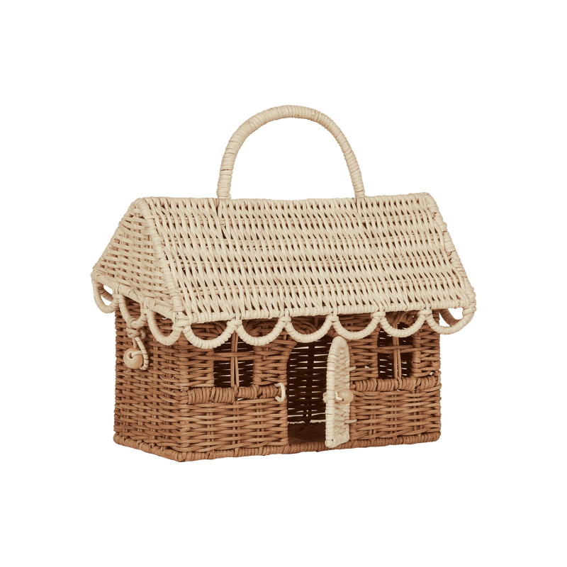 Rattan Gingerbread Casa Clutch - Natural & Straw