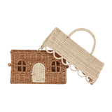 Rattan Gingerbread Casa Clutch - Natural & Straw