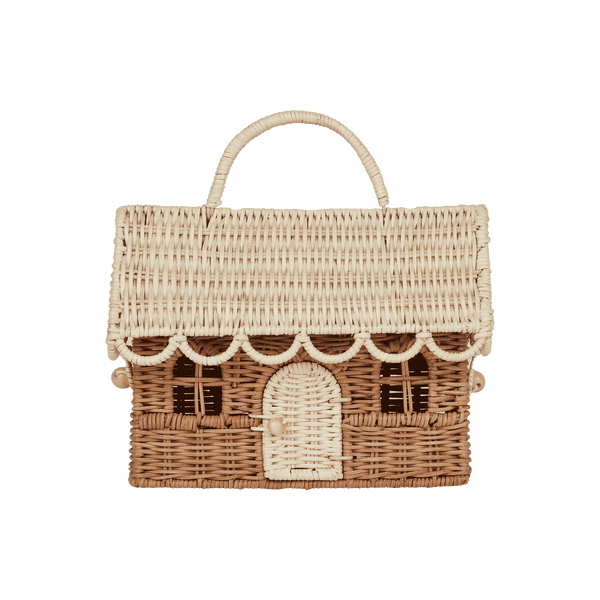 Rattan Gingerbread Casa Clutch - Natural & Straw