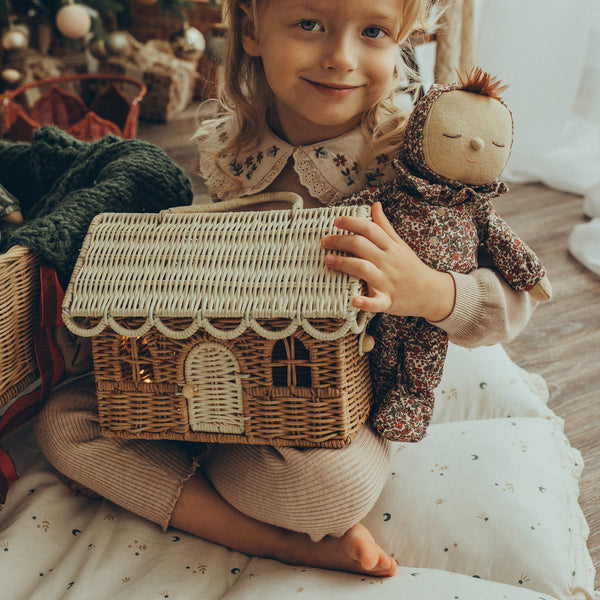 Rattan Gingerbread Casa Clutch - Natural & Straw