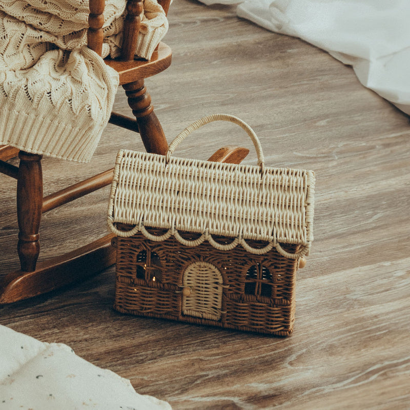 Rattan Gingerbread Casa Clutch - Natural & Straw