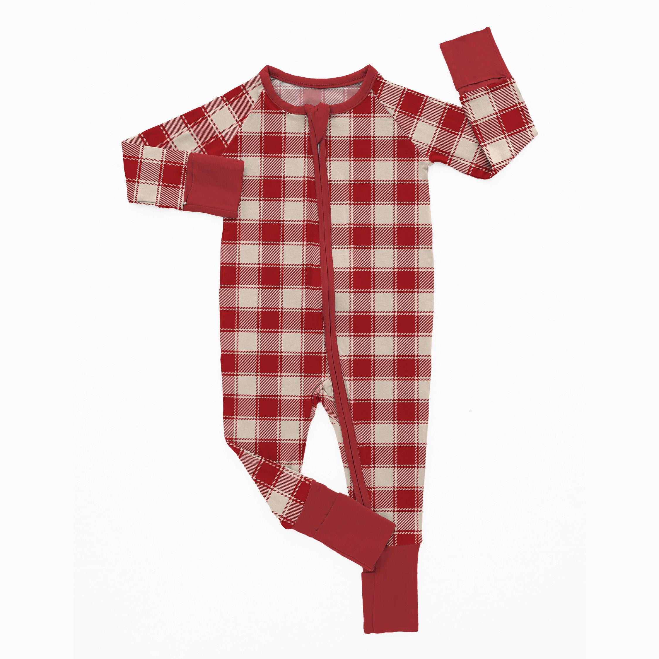 Red Plaid Zip Sleepsuit