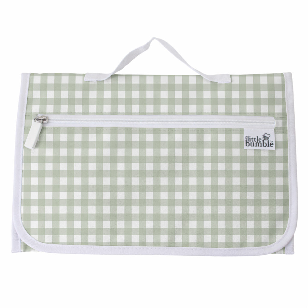 Travel Changing Clutch - Sage Gingham