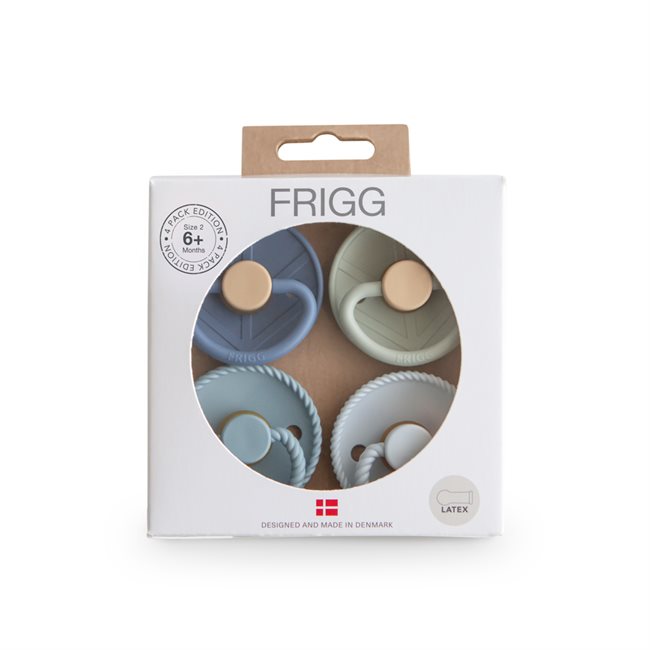 FRIGG 4-Pack Pacifiers - Round Latex - Skyline Serenity - Size 2