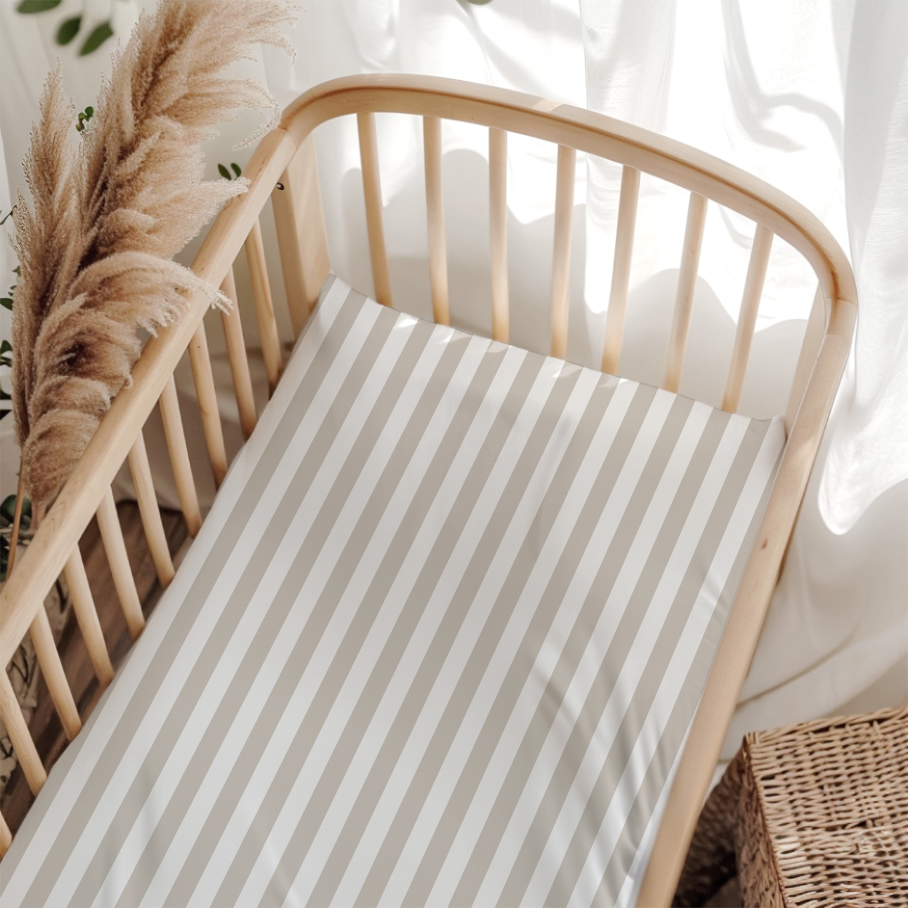 Supersoft Fitted Bedside Crib Sheet - Latte Stripe