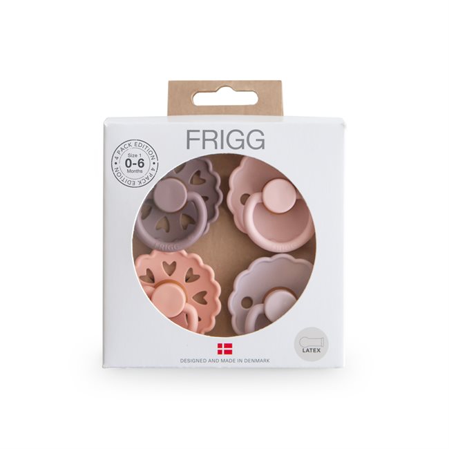 FRIGG 4-Pack Pacifiers - Round Latex - Sunset Bliss - Size 1