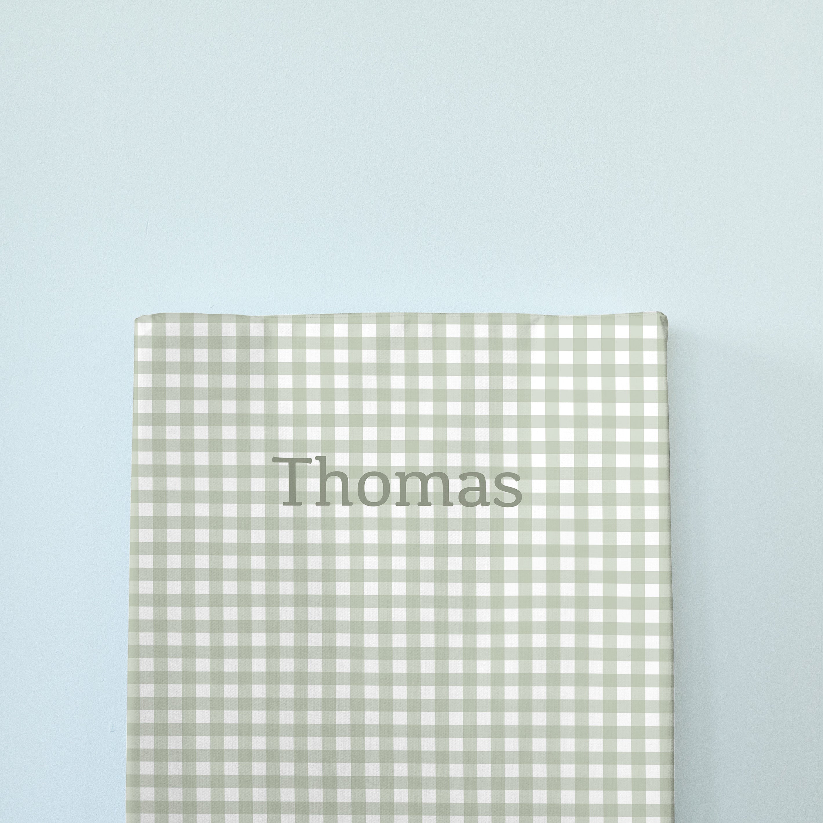 Personalised Wedge Changing Mat - Sage Gingham
