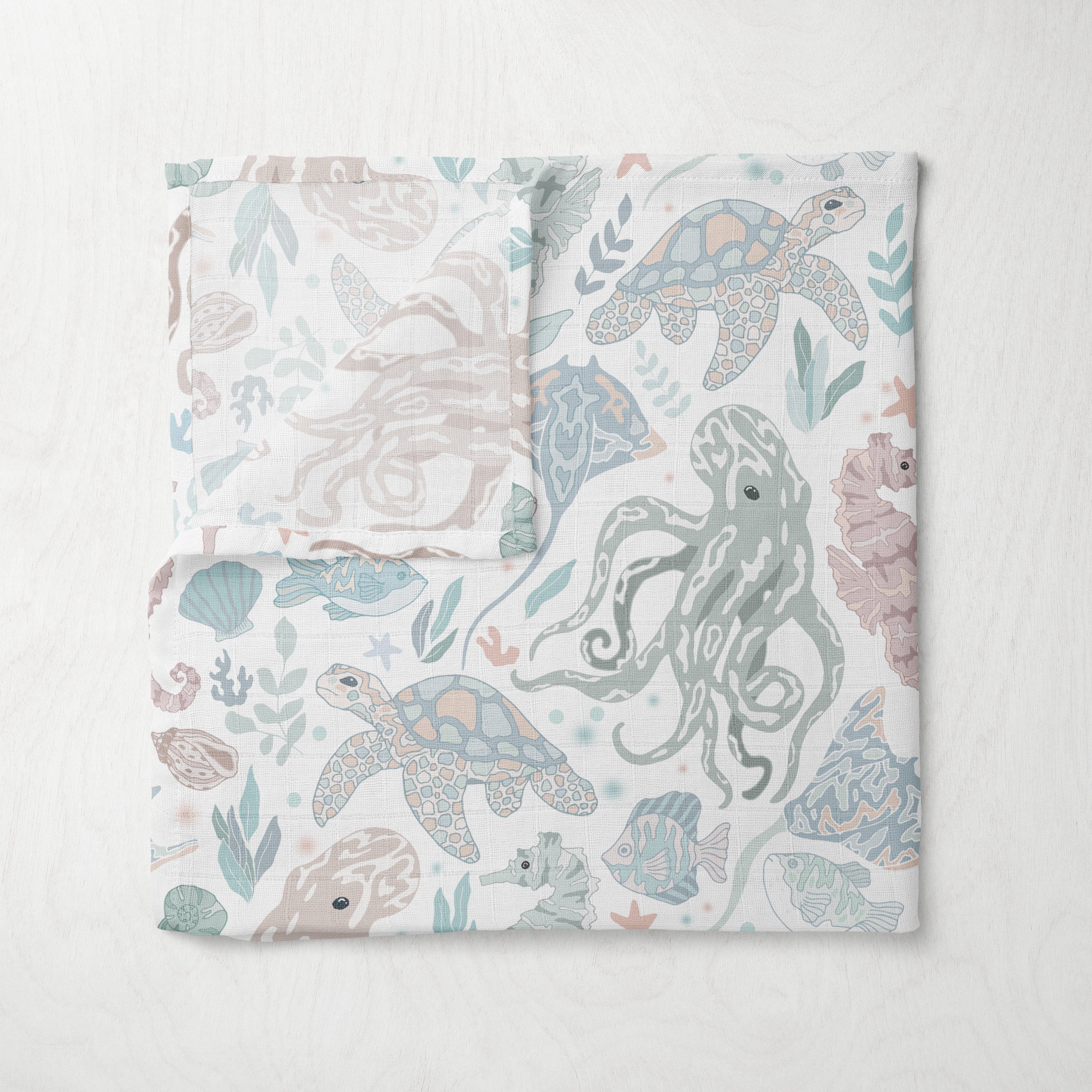Bamboo Muslin Swaddle - Under the Sea