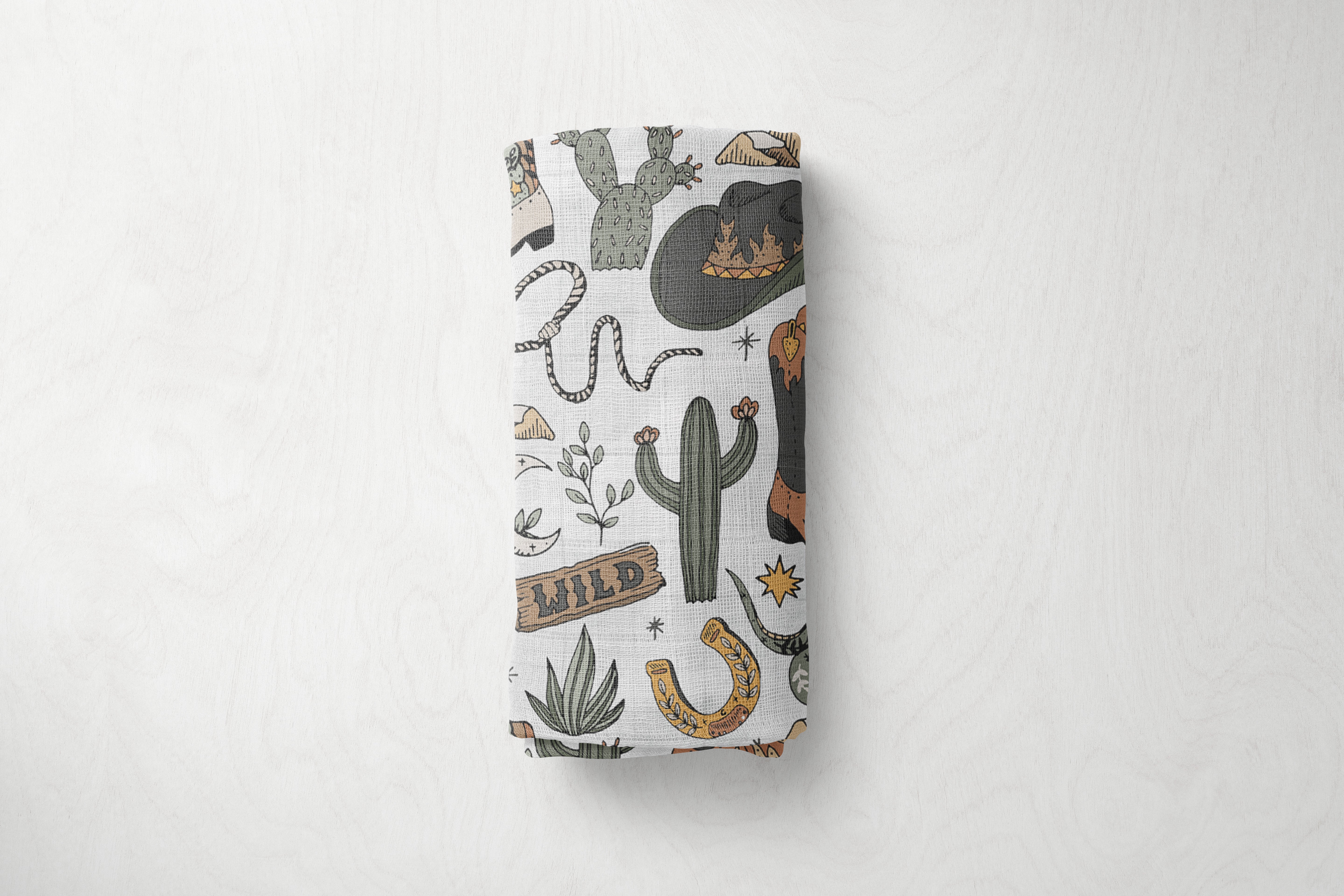 Bamboo Muslin Swaddle - Wild West Green