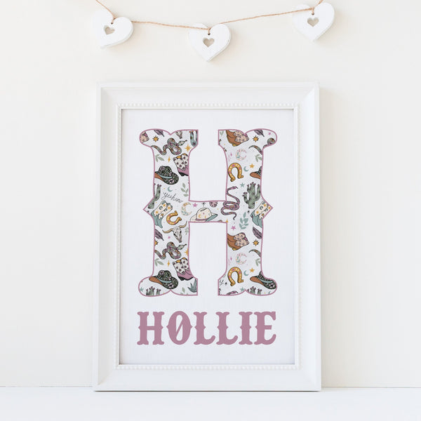 Wild West Pink Initial Print