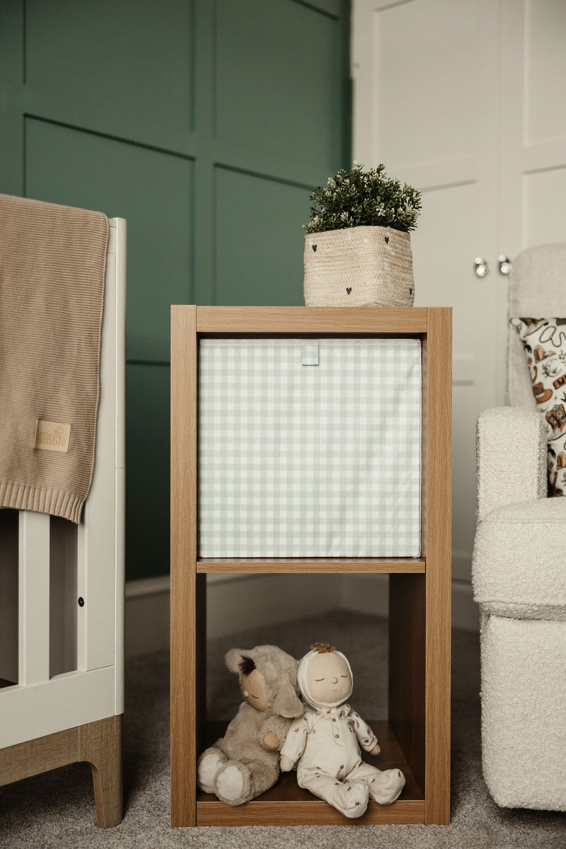 Cube Storage Box - Sage Gingham