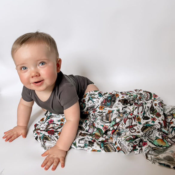 Bamboo Muslin Swaddle - NYBM Tattoo