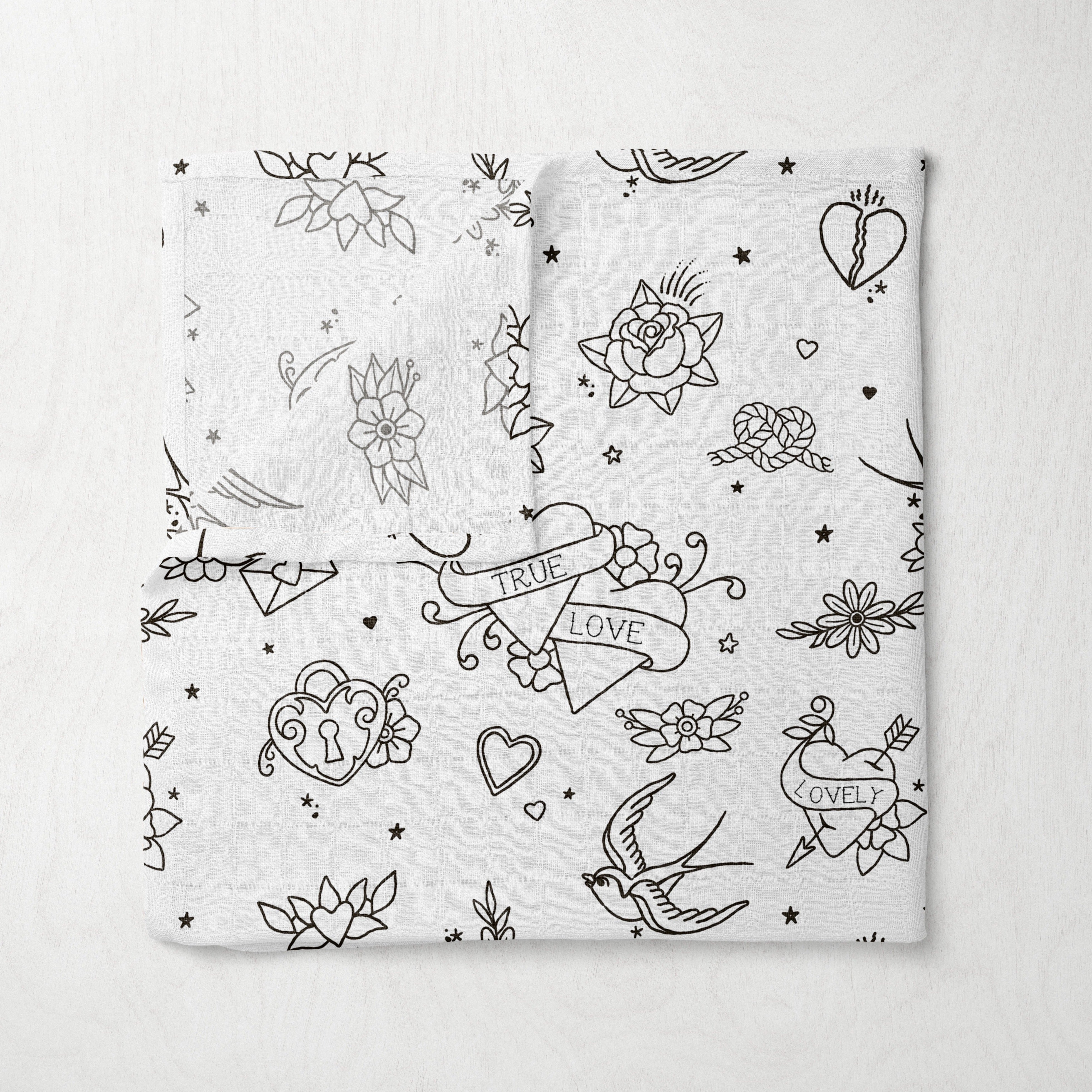 Bamboo Muslin Swaddle - Tattoo