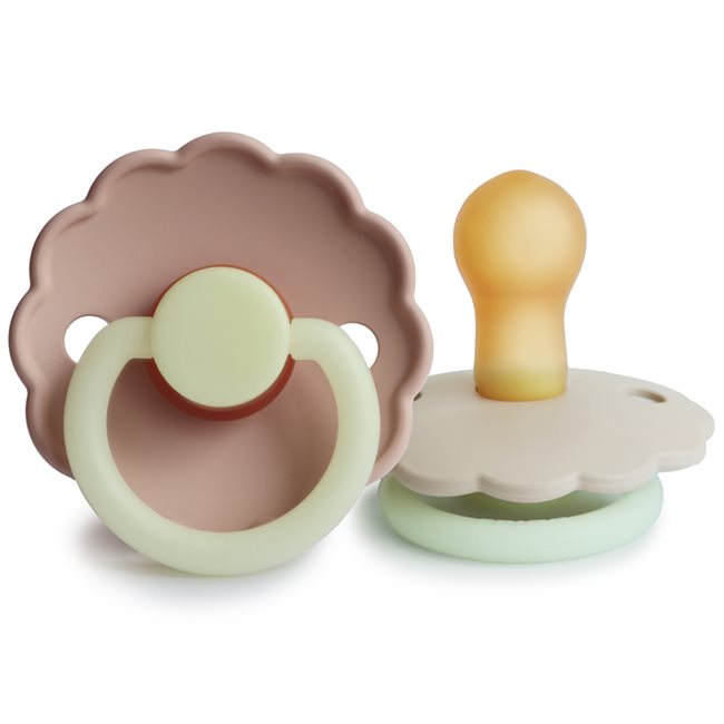 FRIGG Daisy Natural Rubber Dummy 2-Pack (Blush Night/Cream Night) Size 1