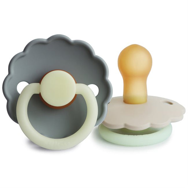 FRIGG Daisy Natural Rubber Dummy 2-Pack (Cream/French Grey Night) Size 1