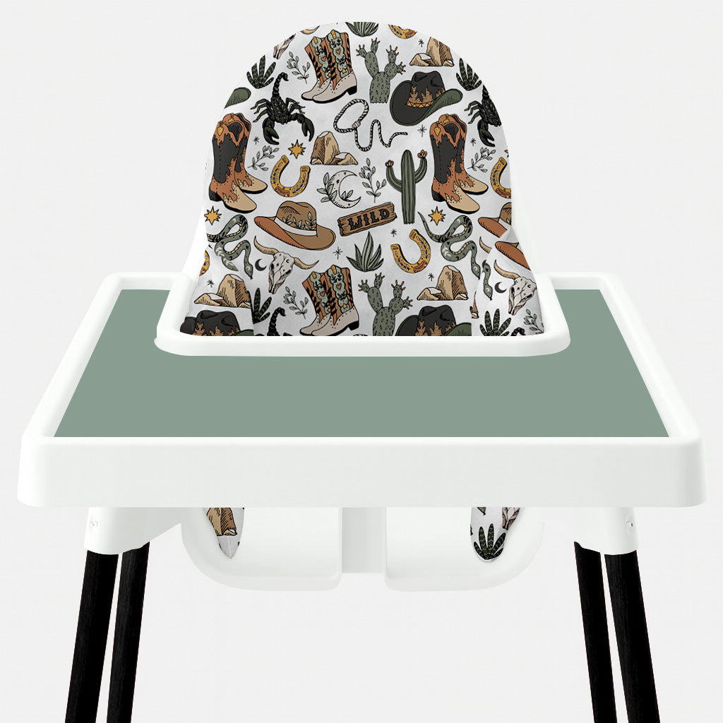 Waterproof Highchair Cushion Cover - Wild West Green