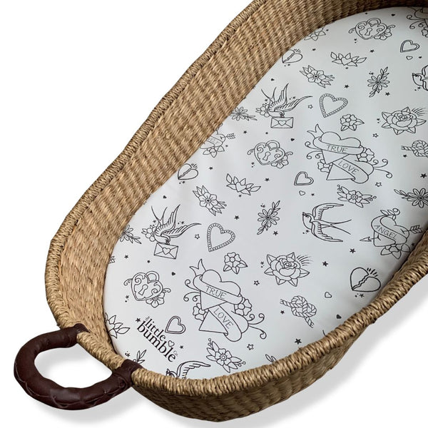 Seagrass Changing Basket with Basket Mat - Tattoo