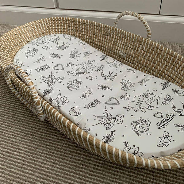 Changing Basket Mat Liner - Tattoo - The Little Bumble Co.