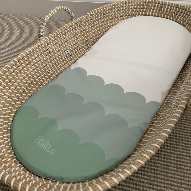 Changing Basket Mat Liner - Sage Scallops - The Little Bumble Co.
