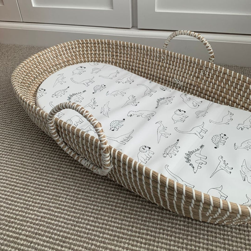 Changing Basket Mat Liner - Monochrome Little Dino - The Little Bumble Co.