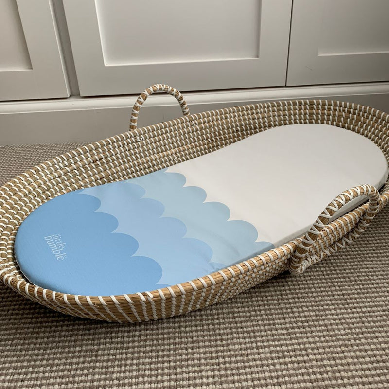 Changing Basket Mat Liner - Blue Scallops - The Little Bumble Co.