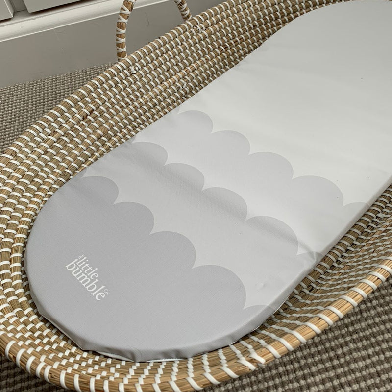 Changing Basket Mat Liner - Grey Scallops - The Little Bumble Co.
