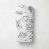 Bamboo Muslin Swaddle - Tattoo - The Little Bumble Co.