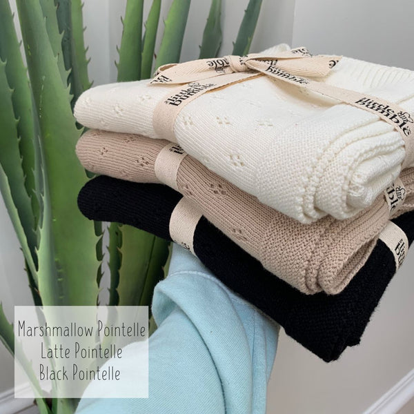 Luxury Knitted Blanket - Marshmallow Pointelle