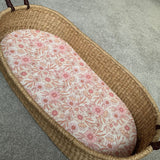 Seagrass Changing Basket with Basket Mat - Retro Floral