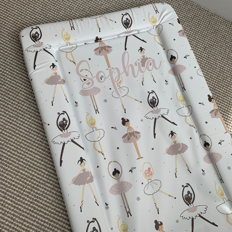 Personalised Changing Mat - Pink Ballerinas - The Little Bumble Co.