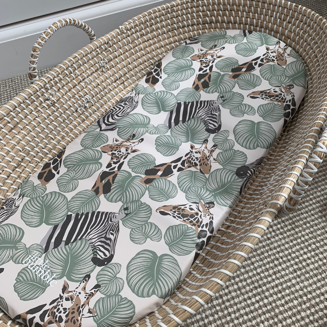 Changing Basket Mat Liner - Green Safari - The Little Bumble Co.