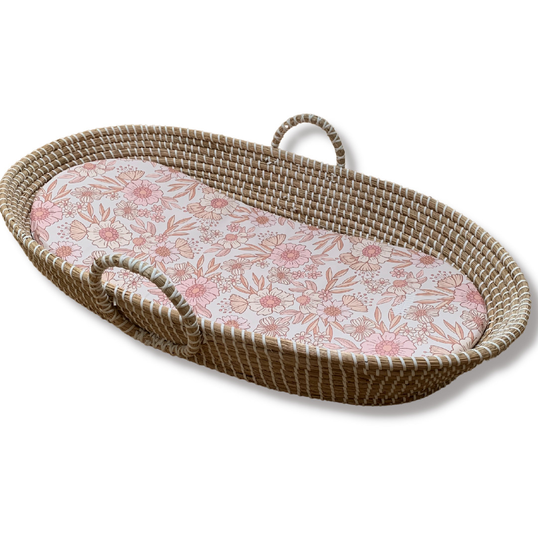 Changing Basket Mat Liner - Retro Floral - The Little Bumble Co.