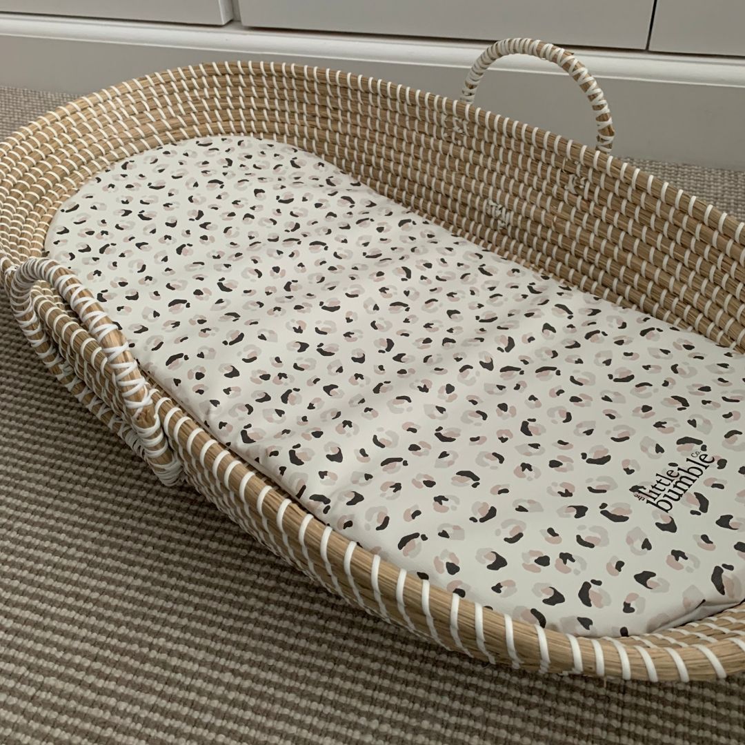 Changing Basket Mat Liner - Leopard Print (Pink) - The Little Bumble Co.