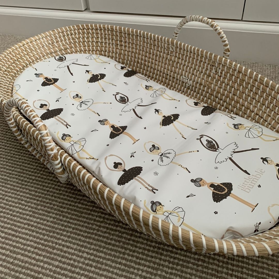 Changing Basket Mat Liner - Monochrome Ballet - The Little Bumble Co.