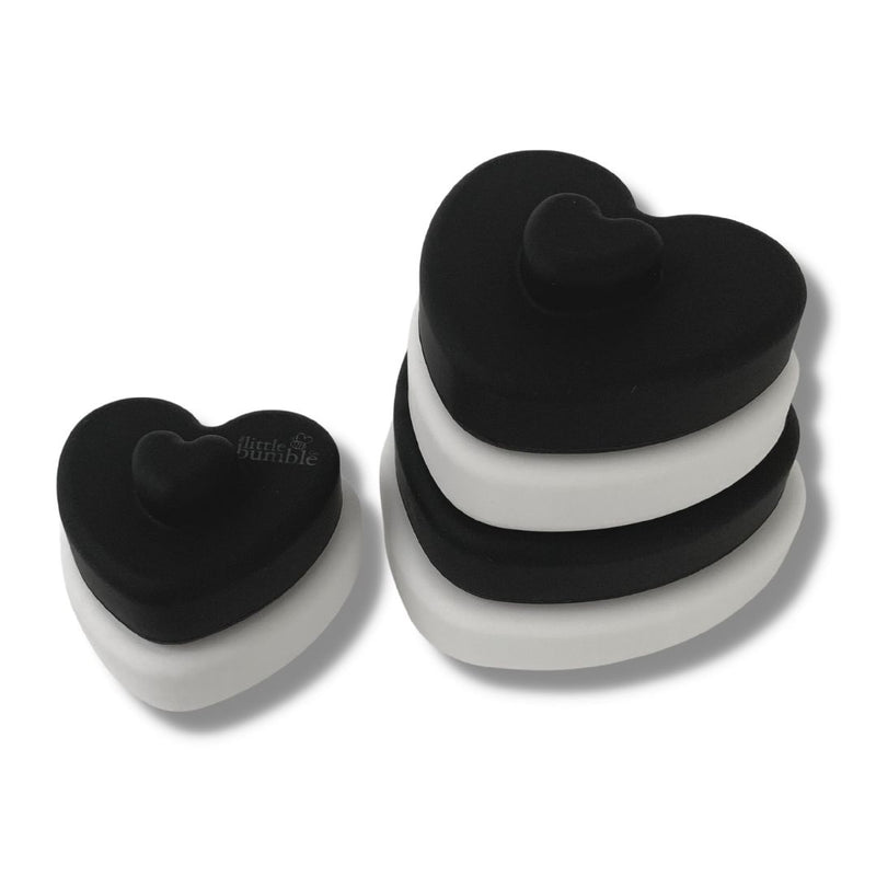 Silicone Stacking Hearts - Monochrome - The Little Bumble Co.