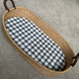 Seagrass Changing Basket with Basket Mat - Black Buffalo Check