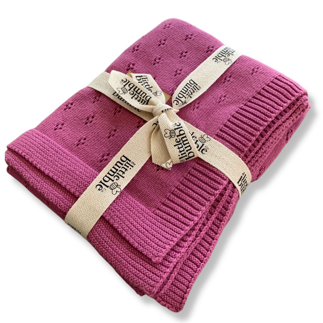 Luxury Knitted Blanket - Berry Smoothie Pointelle