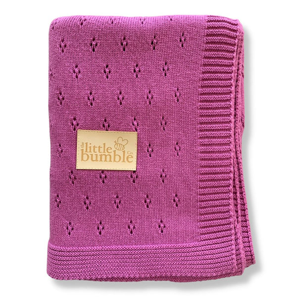 Luxury Knitted Blanket - Berry Smoothie Pointelle