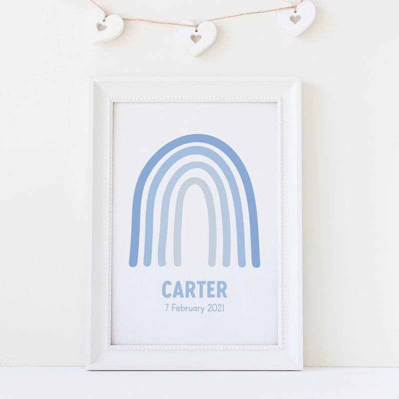 Personalised Initial Blue Rainbow Print - The Little Bumble Co.