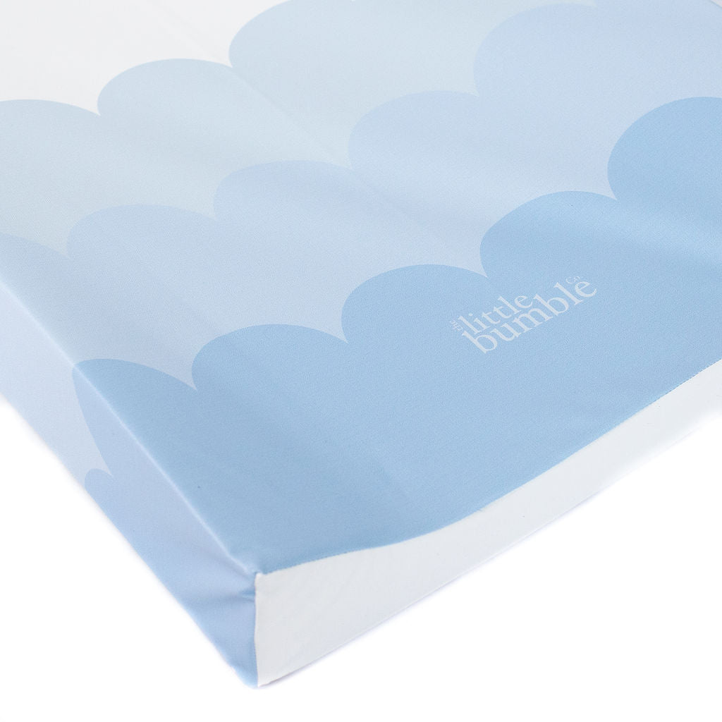 Anti Roll Changing Mat - Blue Scallops - The Little Bumble Co.