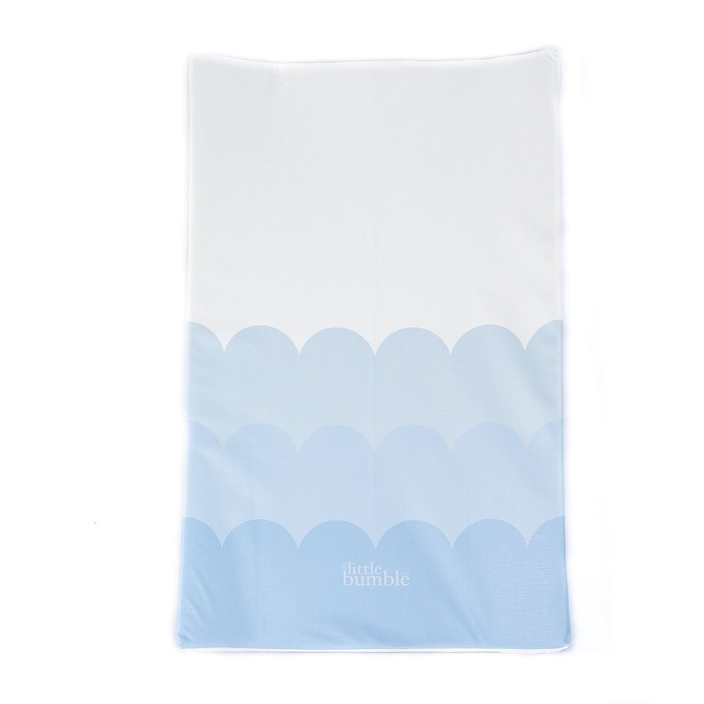 Anti Roll Changing Mat - Blue Scallops - The Little Bumble Co.