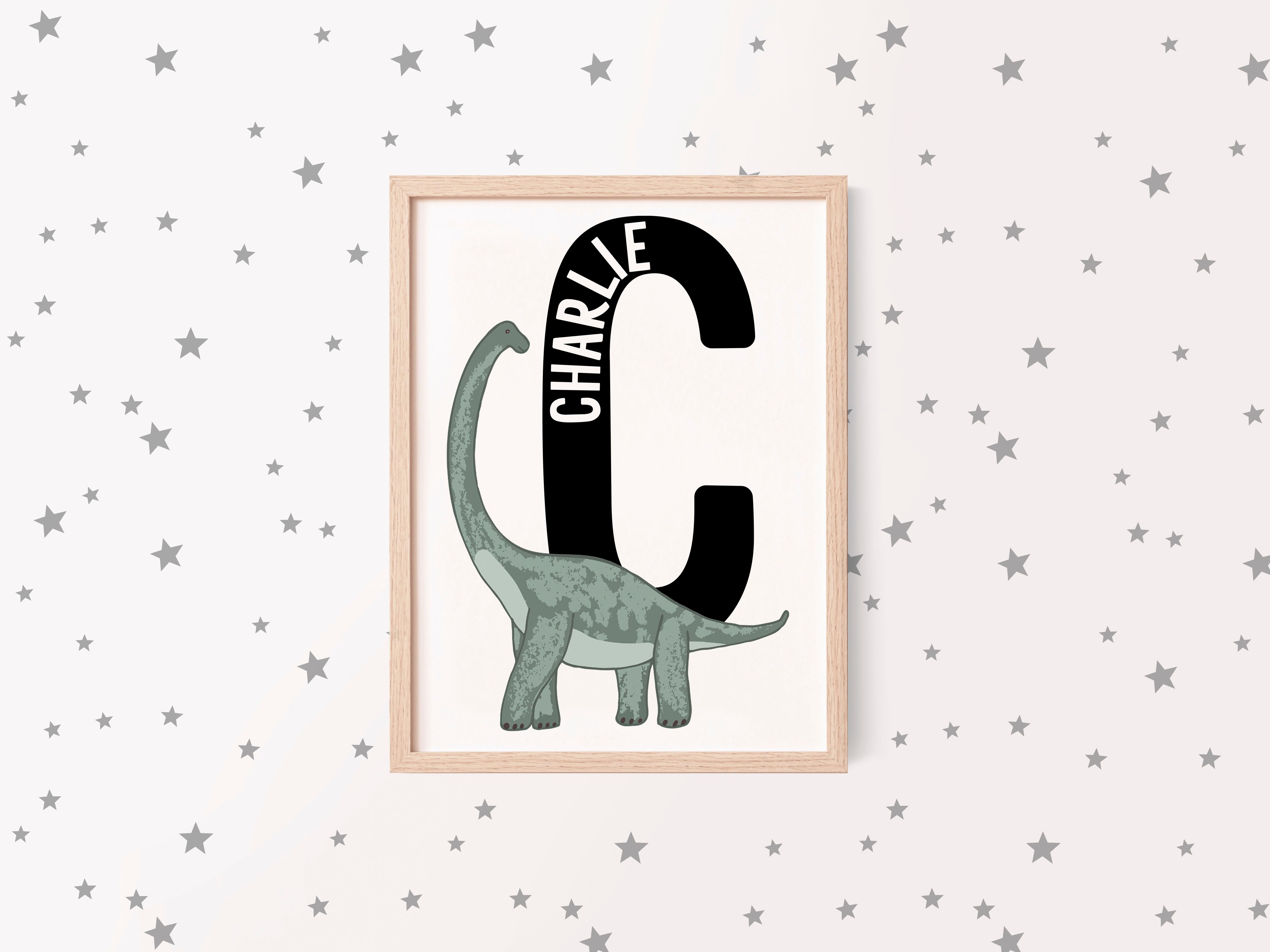 Personalised Initial Dinosaur Print - Brachiosaurus - The Little Bumble Co.