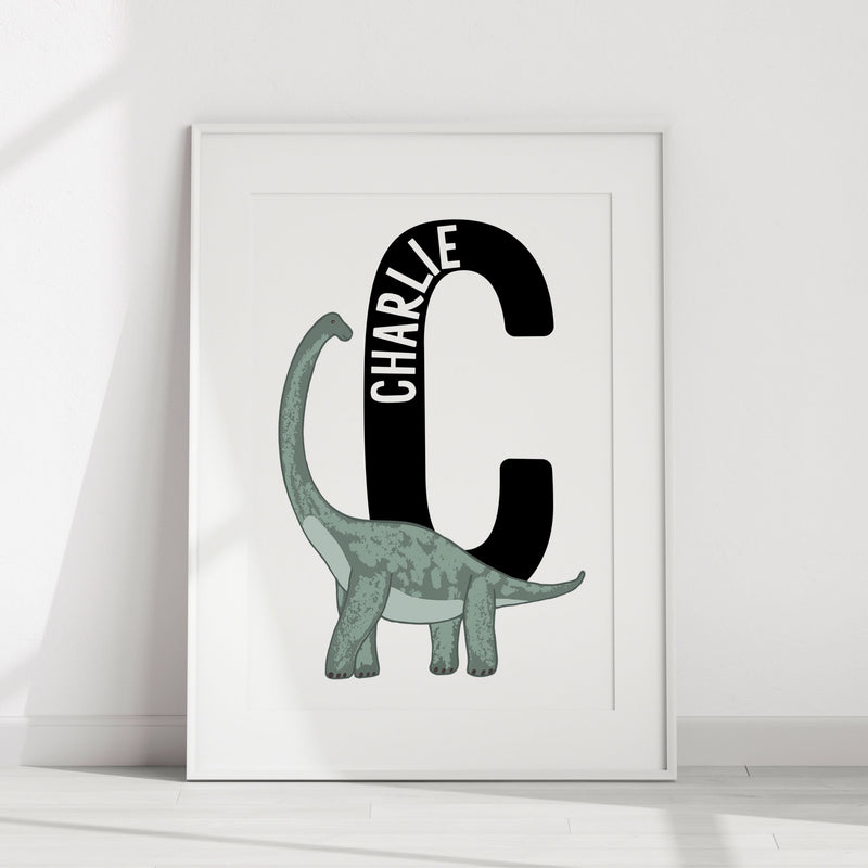 Personalised Initial Dinosaur Print - Brachiosaurus - The Little Bumble Co.