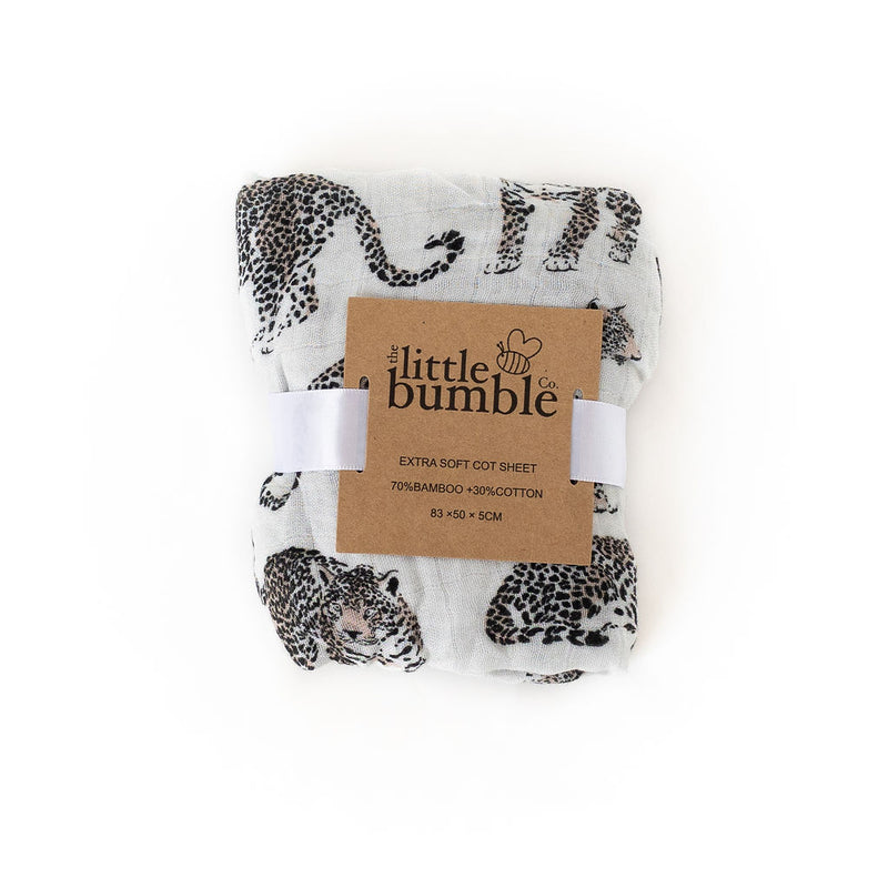 Fitted Muslin Bedside Crib Sheet - Neutral Leopard - The Little Bumble Co.