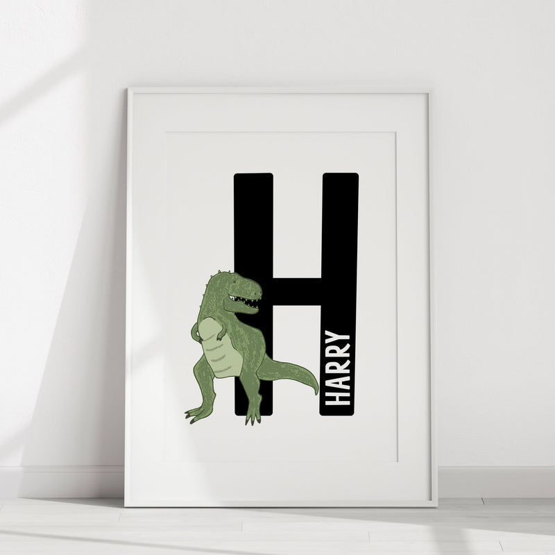 Personalised Initial Dinosaur Print - T Rex - The Little Bumble Co.