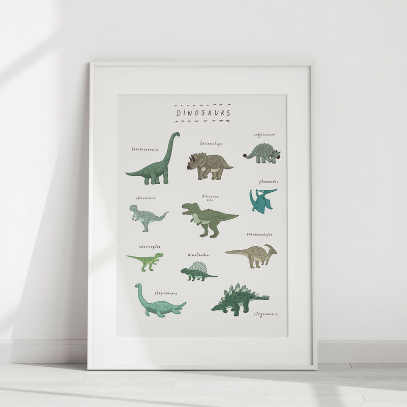 Dinosaur Chart Print B - The Little Bumble Co.