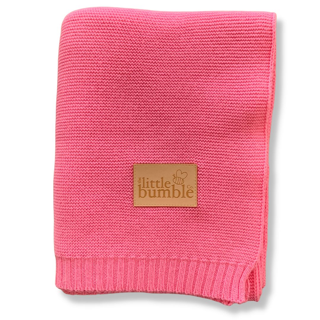 Luxury Knitted Blanket - Dolly Pink