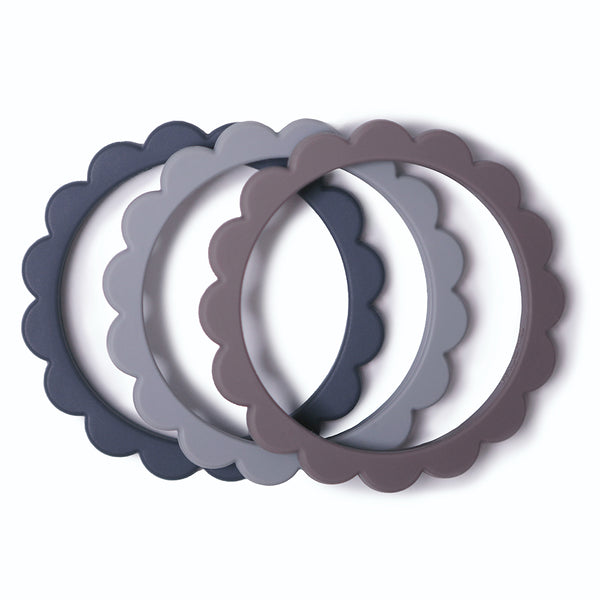 Mushie Flower Teething Bracelet (Dove Grey/Steel/Stone) - Mushie