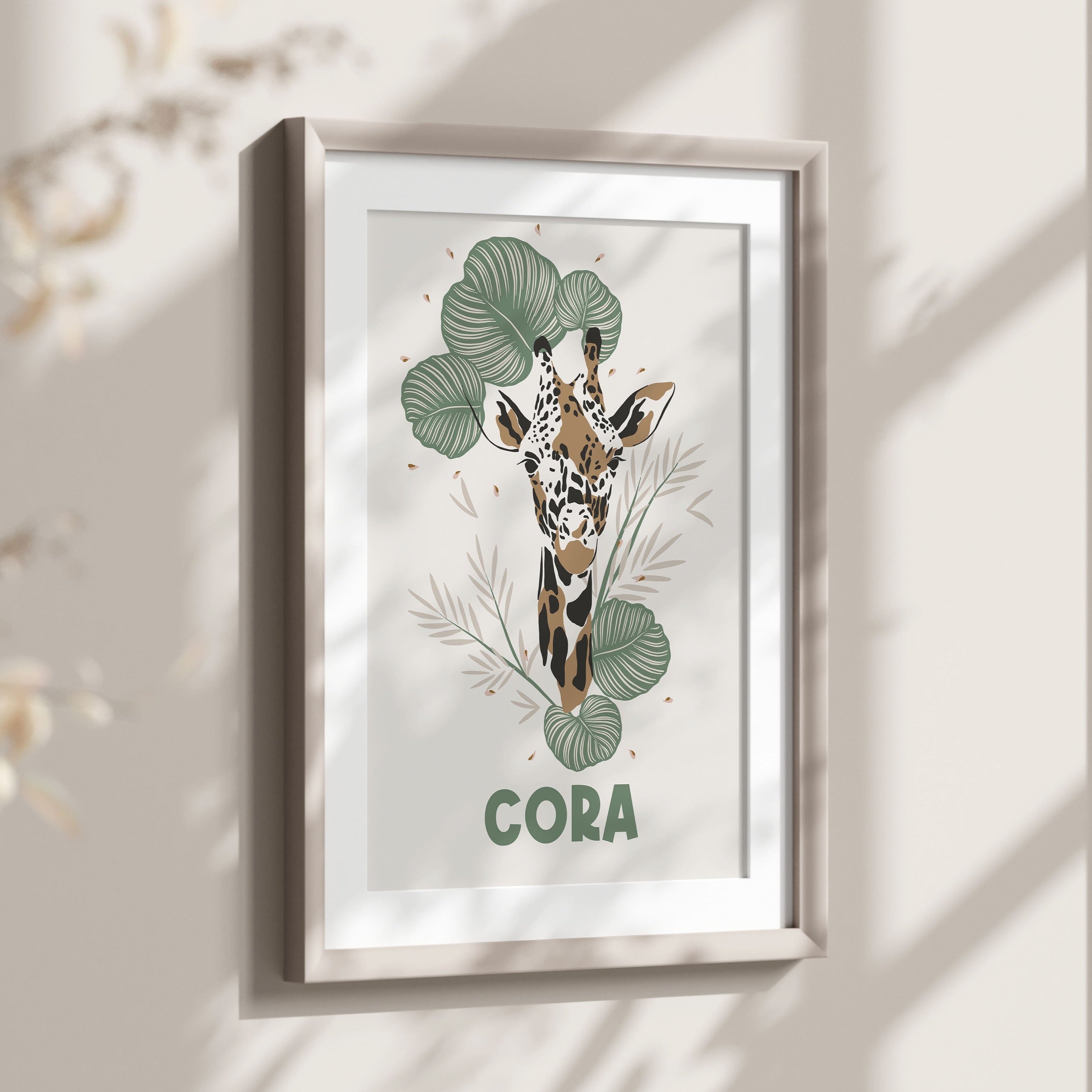 Personalised Safari Green Giraffe Print - The Little Bumble Co.