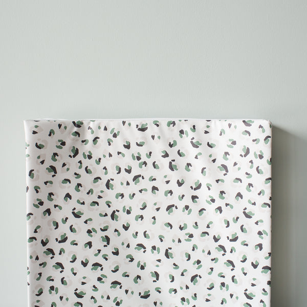 Anti Roll Changing Mat - Leopard Print (Green) - The Little Bumble Co.